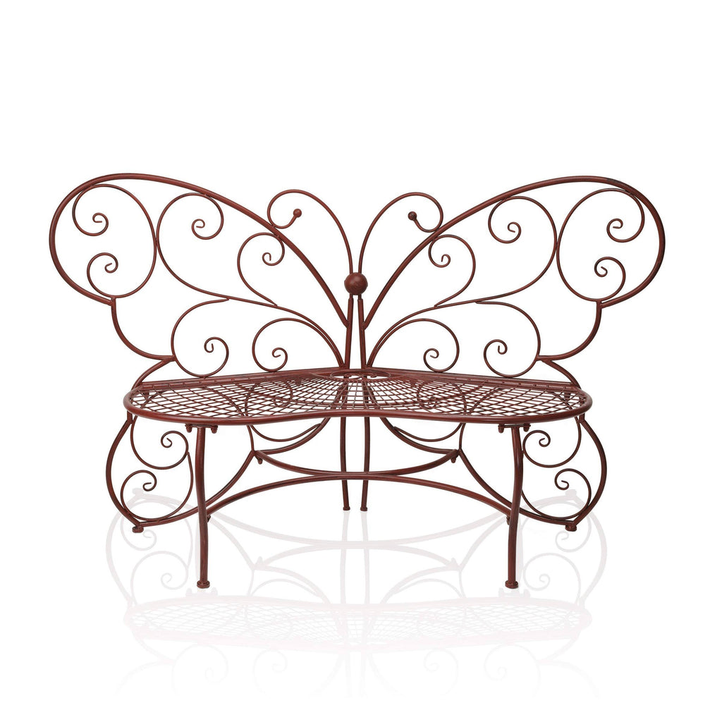 Red Butterfly Metal Bench X681