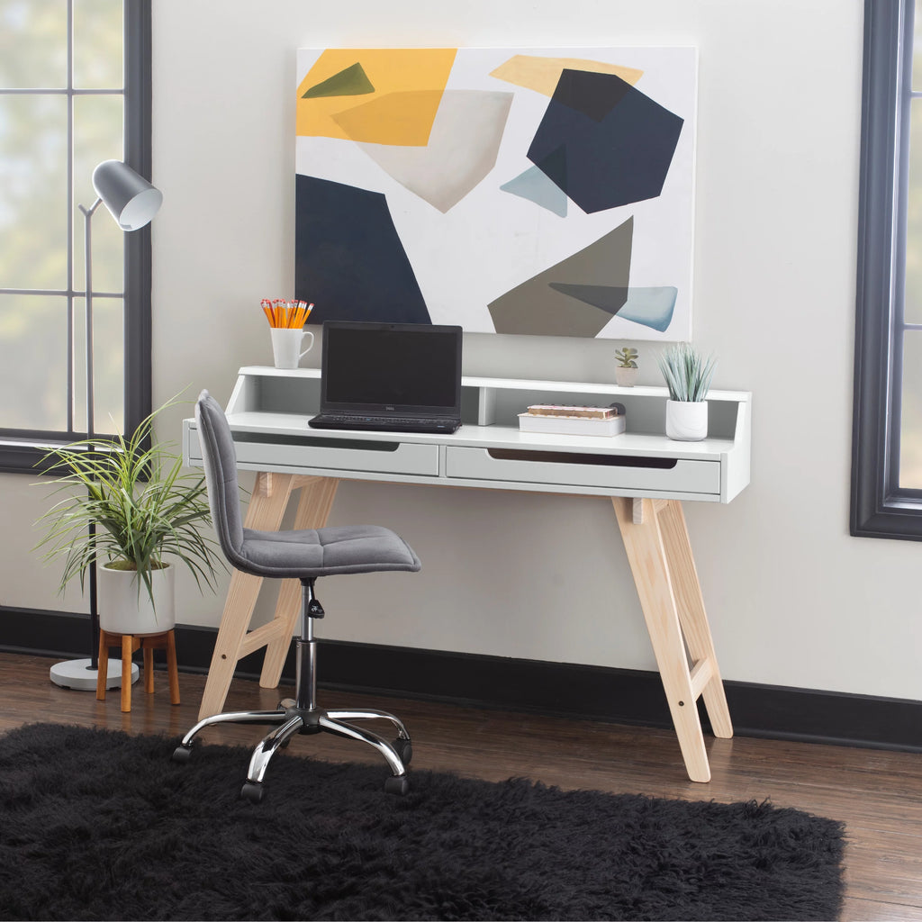 2-Drawer Desk, Natural and White Finish U17644