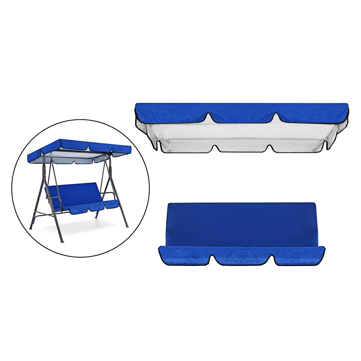Blue Patio Swing Cushion Set for 3 Seater Swing Chairs Y841