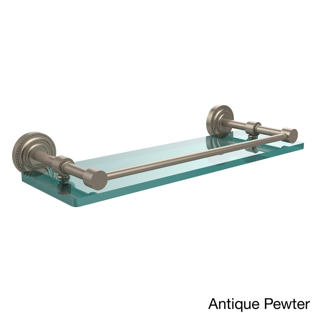 Satin Chrome Glass Shelf with Gallery Rail 16 inch F2392