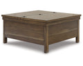 Rustic Hinged Lift Top Cocktail Table with Hidden Storage W986934