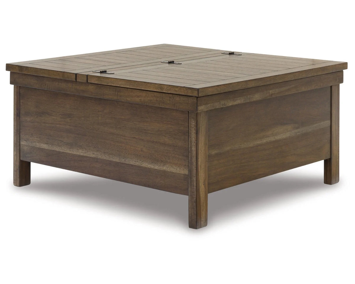 Rustic Hinged Lift Top Cocktail Table with Hidden Storage W986934