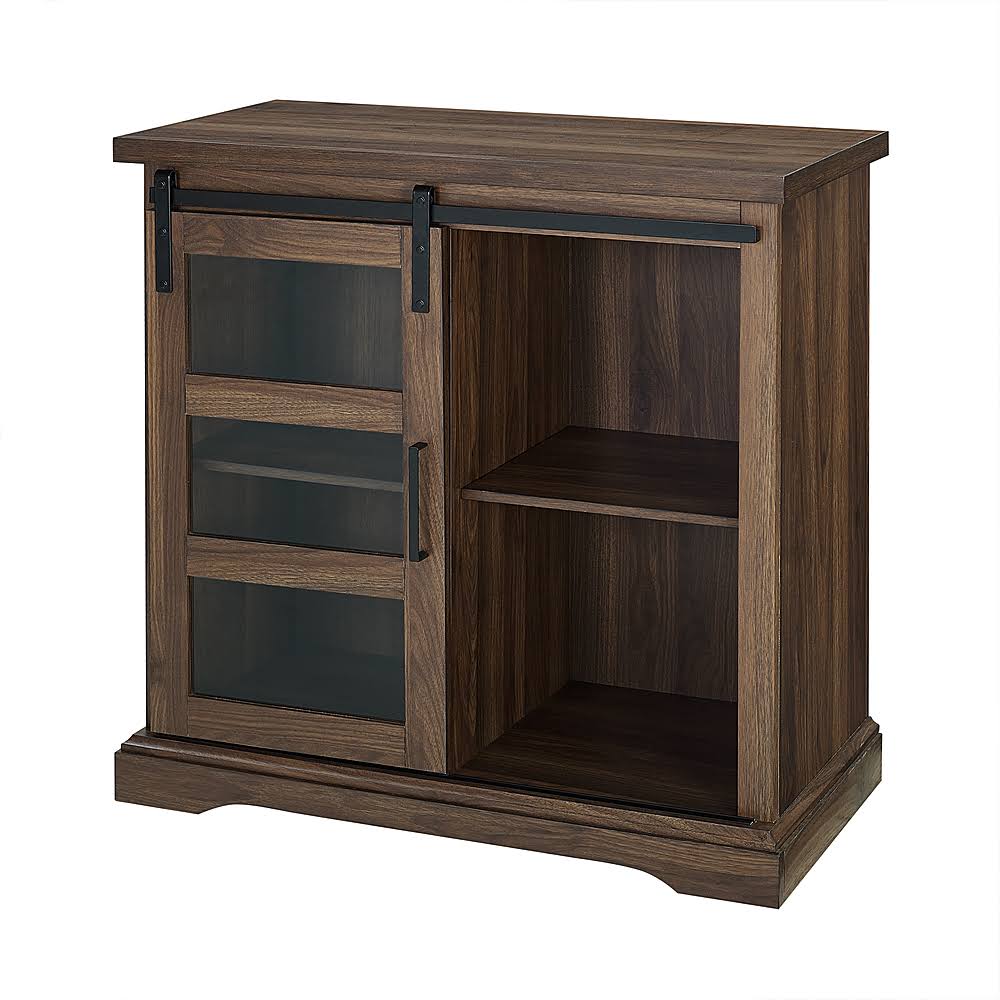 Dark Walnut Sliding Glass Door Buffet Cabinet Q97299
