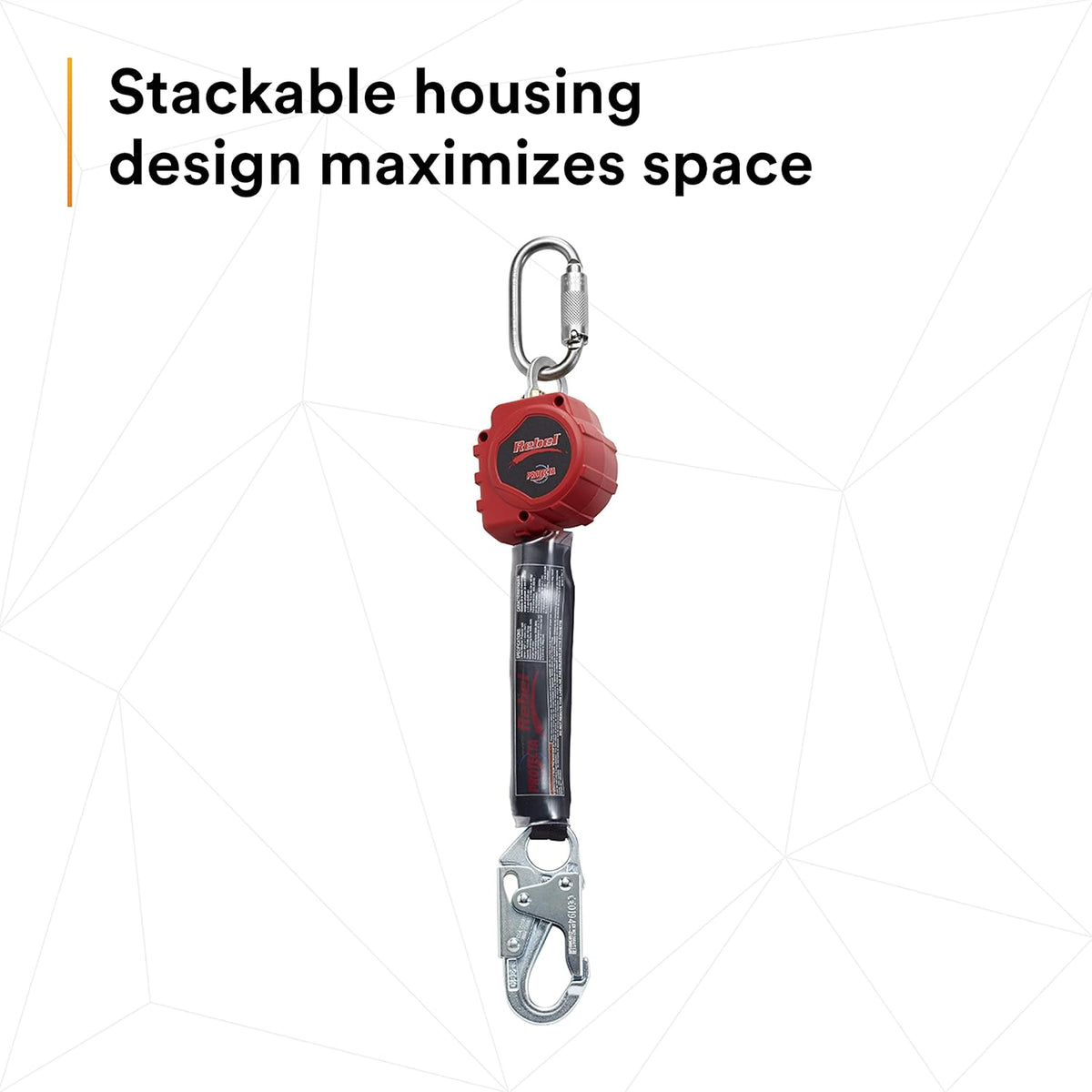 Self Retracting Lifeline Web, Steel Snap Hook and Carabiner, Black/Red J83045