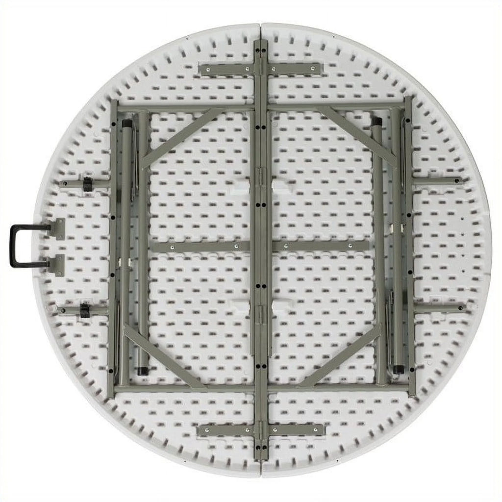 60.5" Round Granite Folding Table in White W476