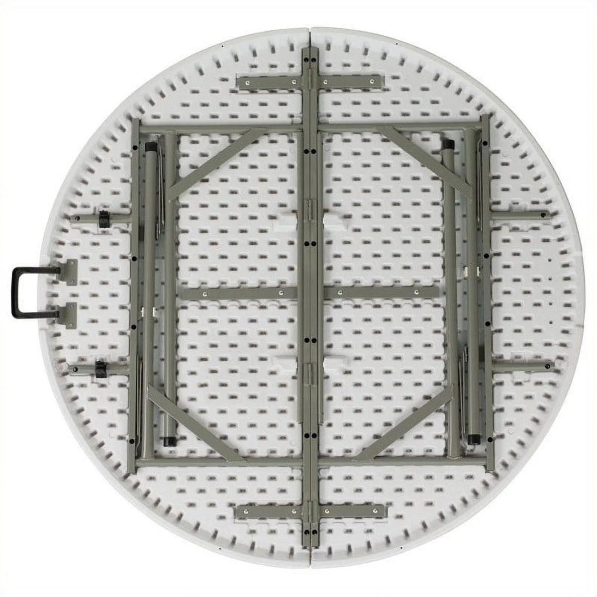 60.5" Round Granite Folding Table in White W476