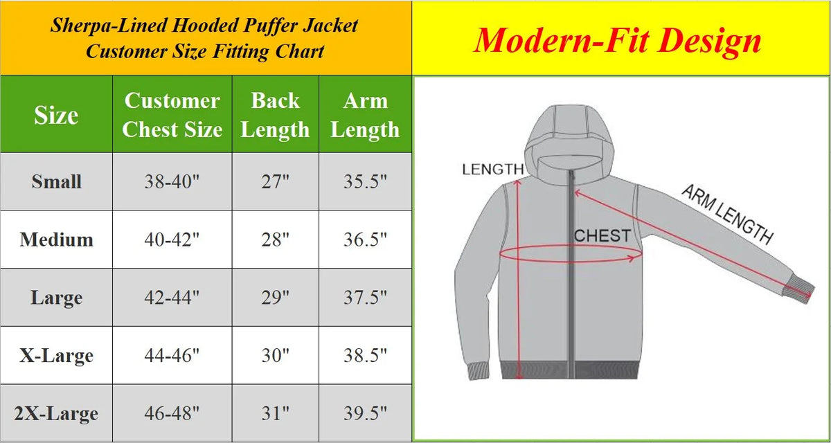 Mens Sherpa-Lined Hooded Puffer Jacket H362868