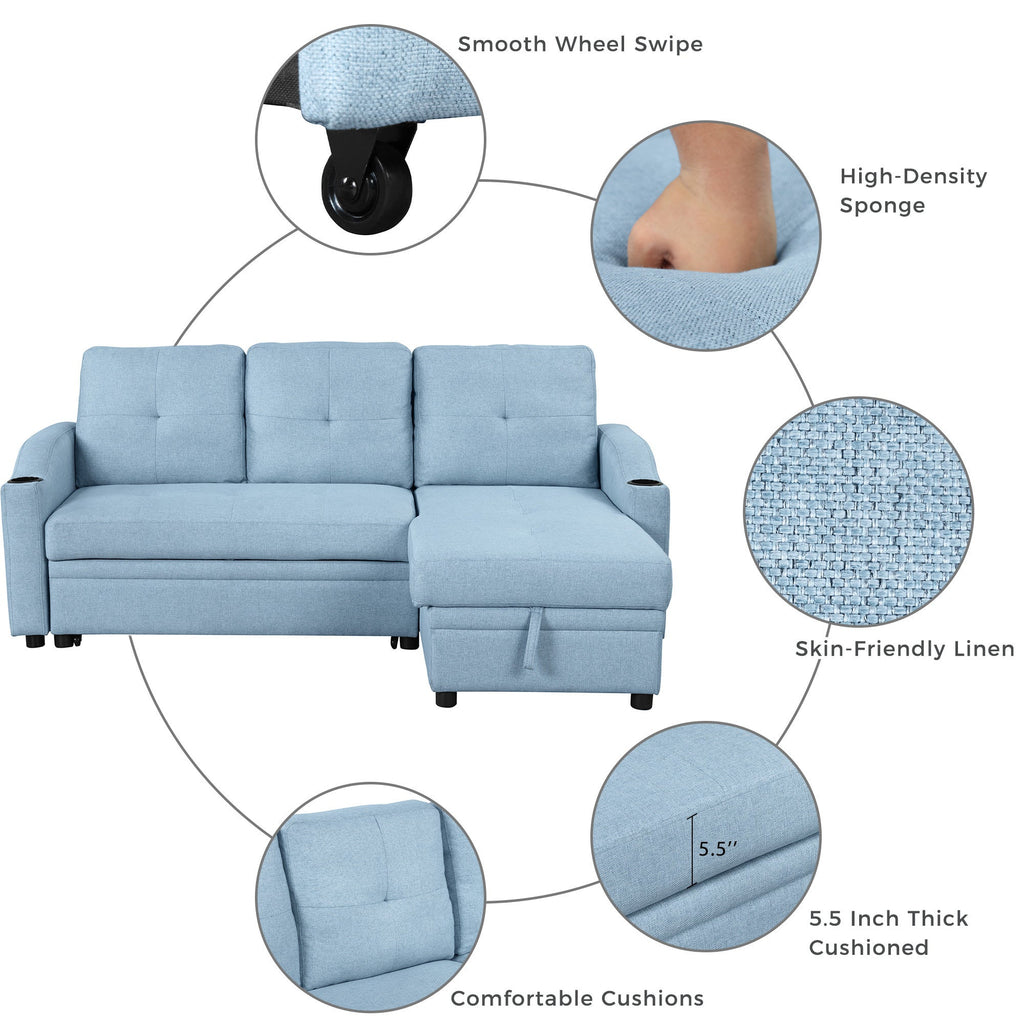 Blue Padded Pull Out Sofa Bed I888599
