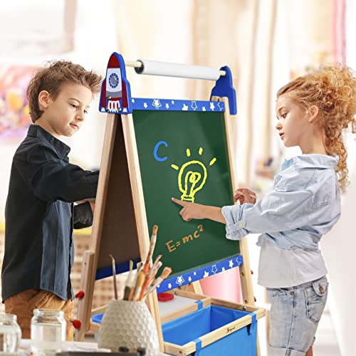 Adjustable Wooden Kids Art Easel with Whiteboard & Chalkboard V49711