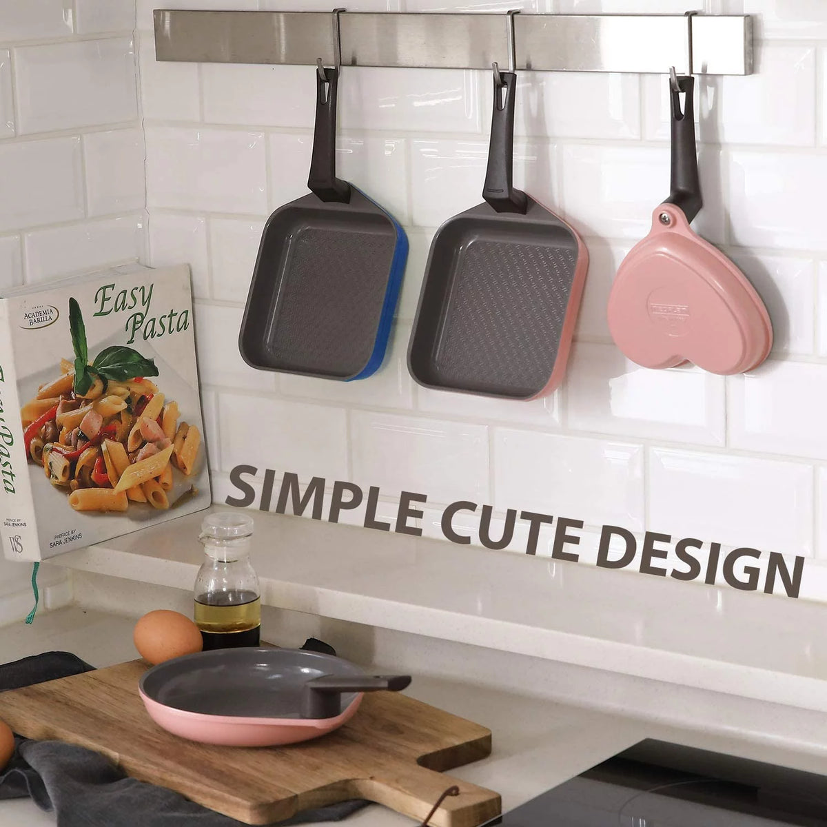 Pink & Red Ceramic Nonstick Heart-Shaped Egg Pan Set J967311