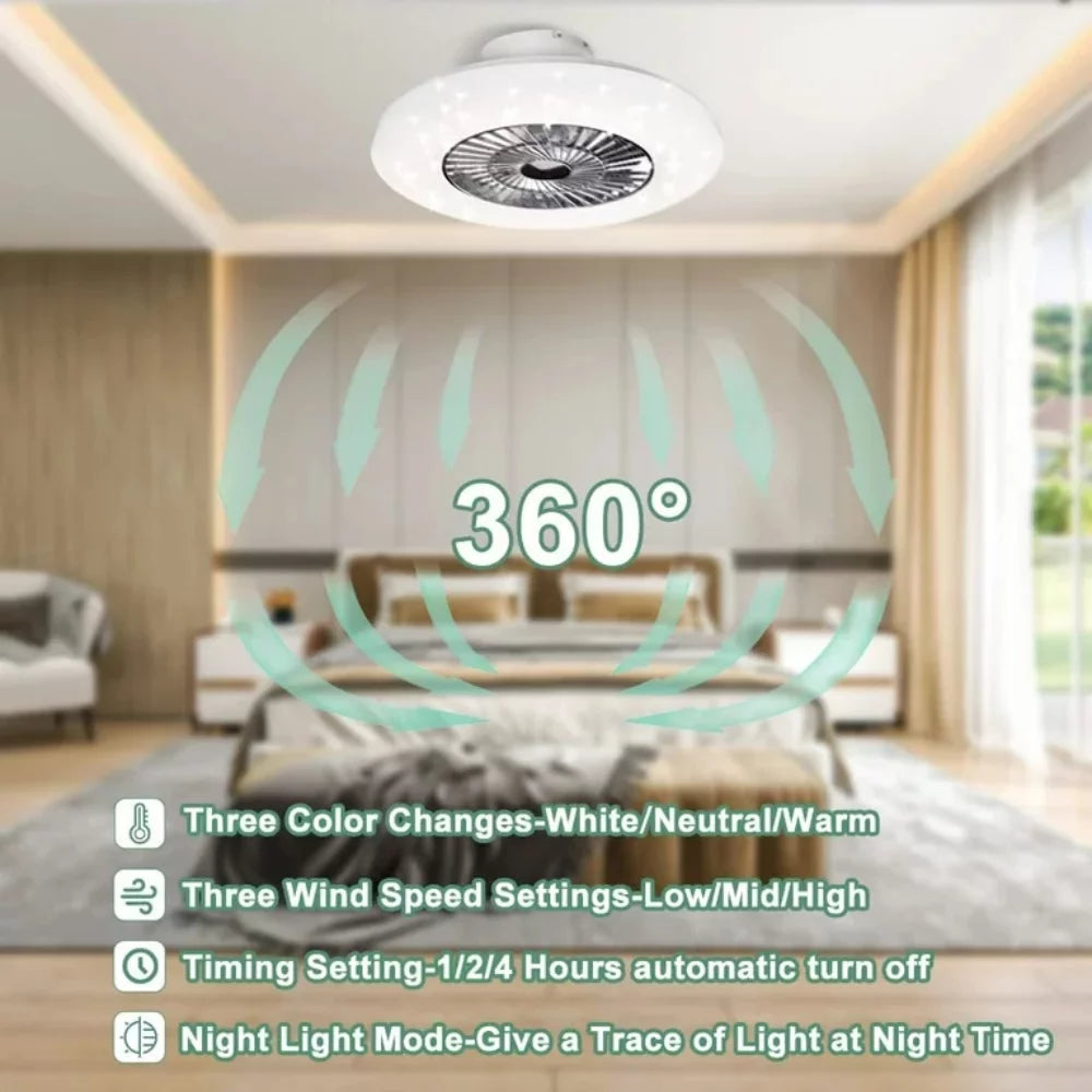 White Flush Mount Ceiling Fan with Light and Remote Q58346