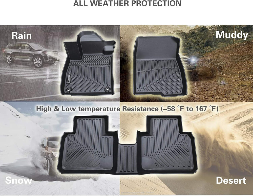 Custom Waterproof All Weather TPE Car Floor Mats Full Set Black V30482