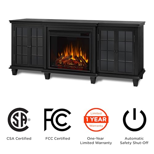 White 70" Electric Fireplace TV Stand with Adjustable Shelves D39253