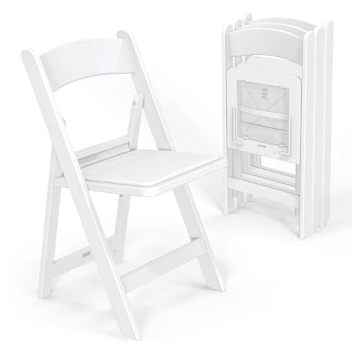 White 4 PC Resin Folding Chairs with Cushion W6508