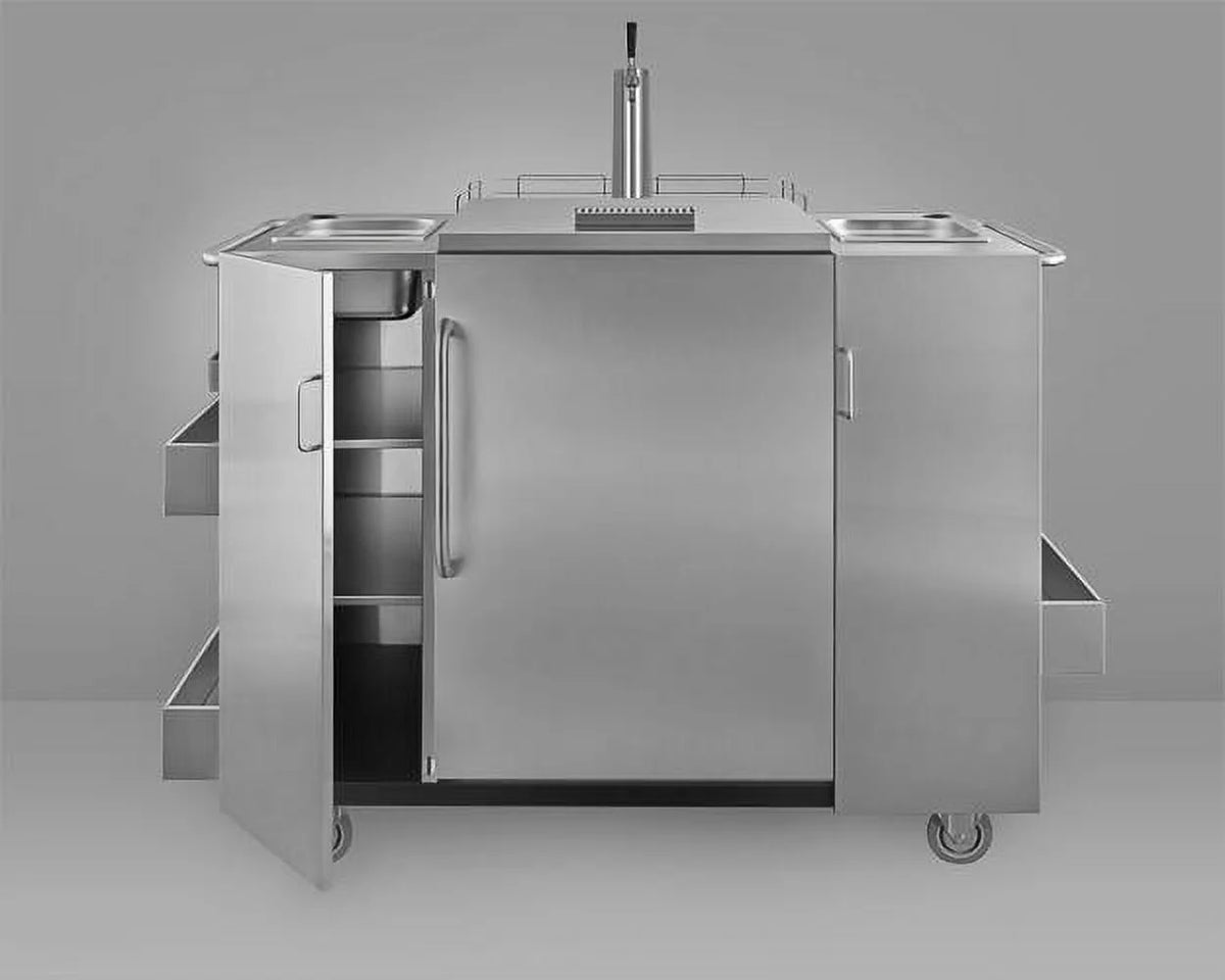 Outdoor Serving Cart with Beer Dispenser - Stainless Steel Y12477
