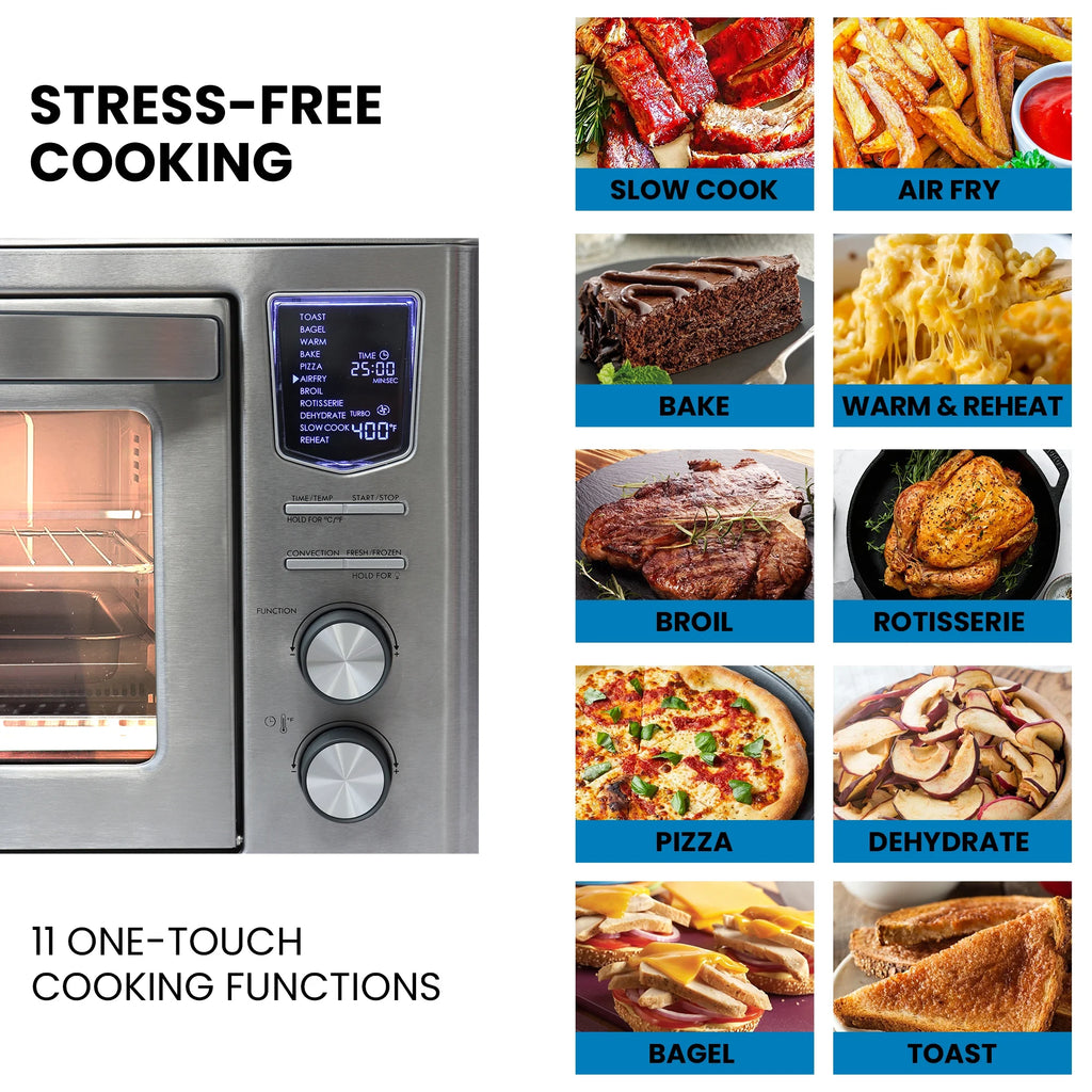 11-In-1 Digital Air Fryer Convection Toaster Oven Rotisserie 6-Slice 1700W Stainless Steel H208862