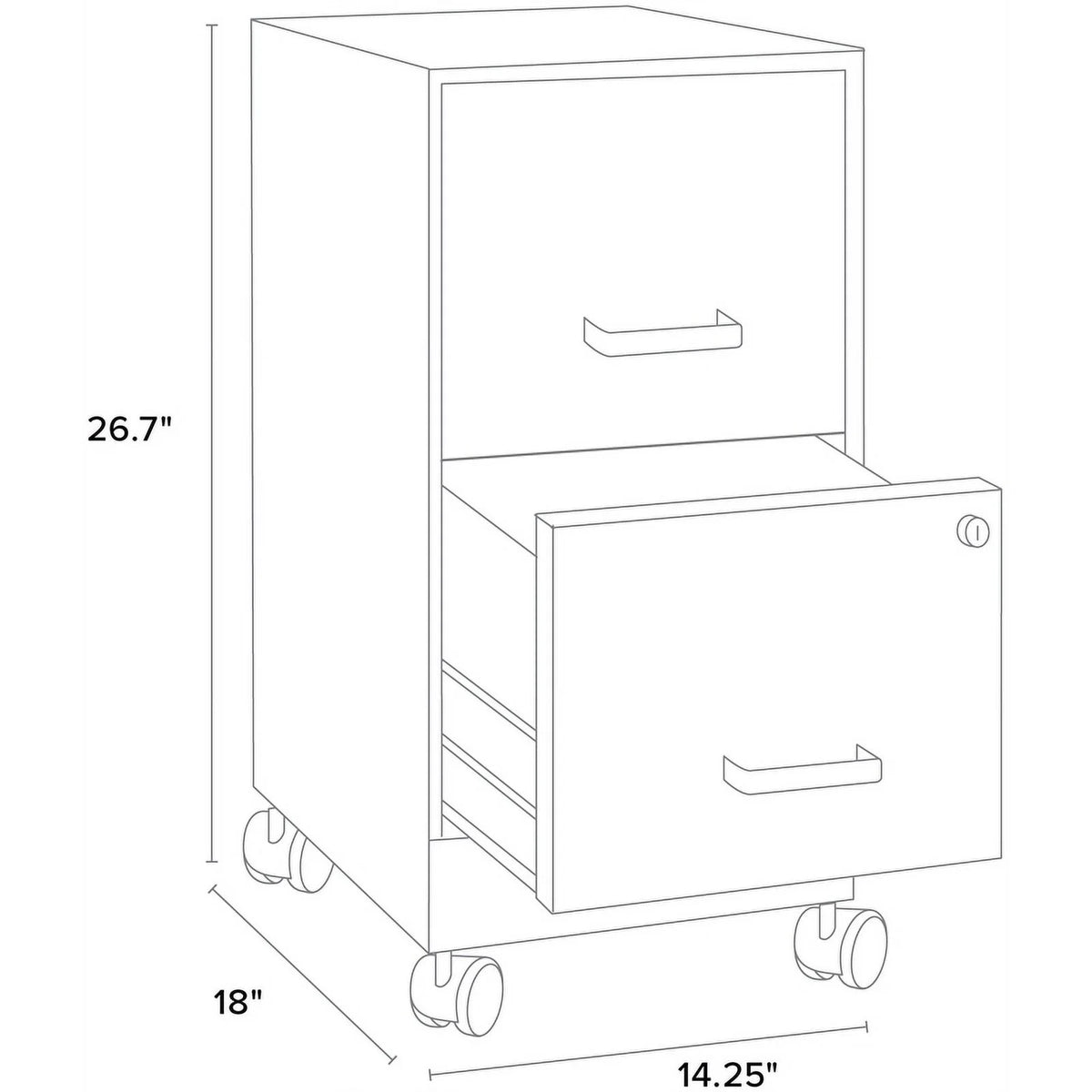 18" 2 Drawer Mobile Metal File Cabinet - Black M141