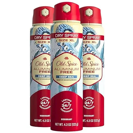 Aluminum Free Deodorant Dry Body Spray, Deep Sea, 4.3oz (Pack of 3) Y506343