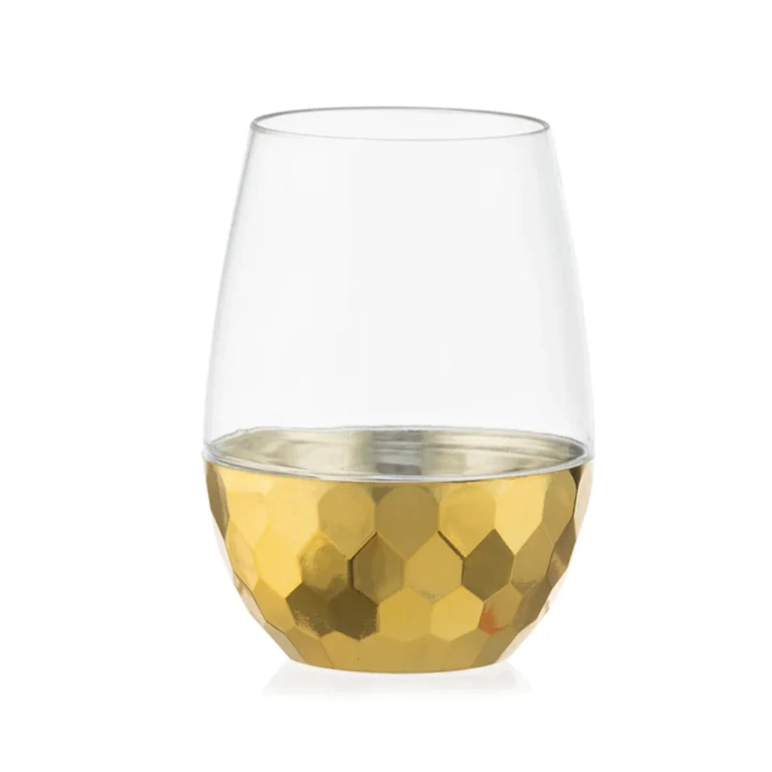 Clear Gold Bottom 16 Oz Stemless Wine Goblet Pack of 6 T2748