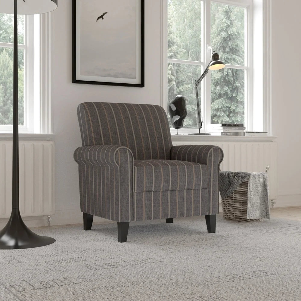Turquoise Stripe Rolled Arm Chair F923