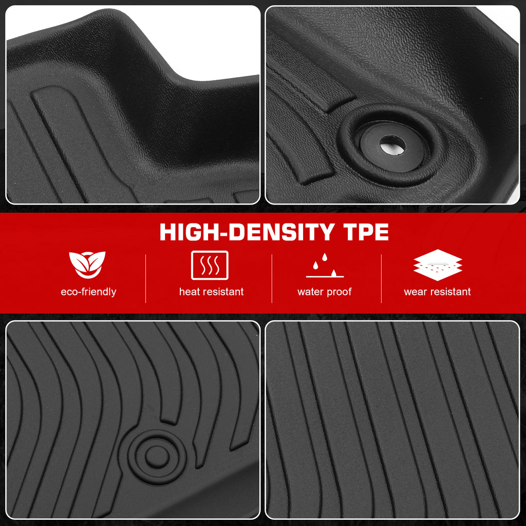 Black TPE 4PC Floor Mats for 2022-2023 Tesla Model X 6 Seats F553847