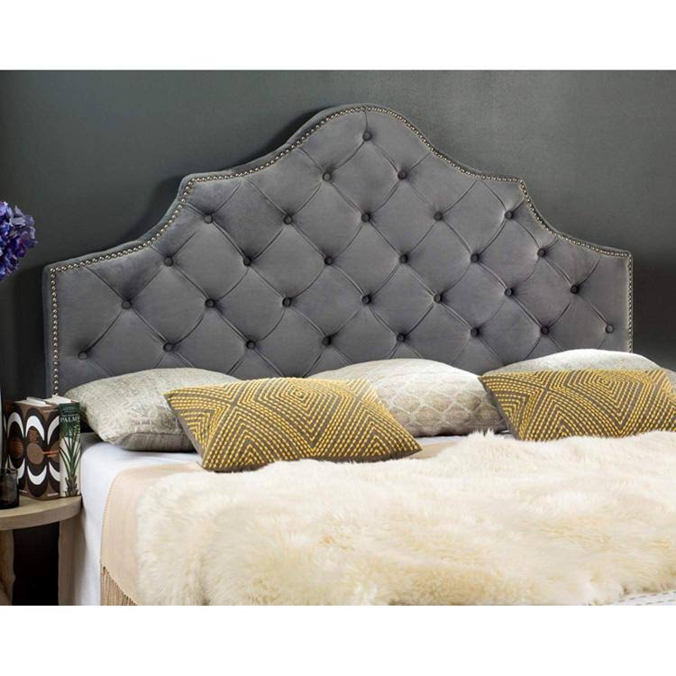 White King Tufted Velvet Headboard Q8584