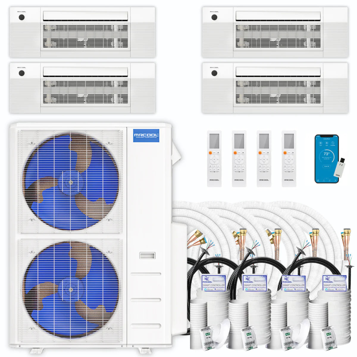 54,000 BTU 4 Zone Ceiling Cassette Ductless Air Conditioner and Heat Pump I314372