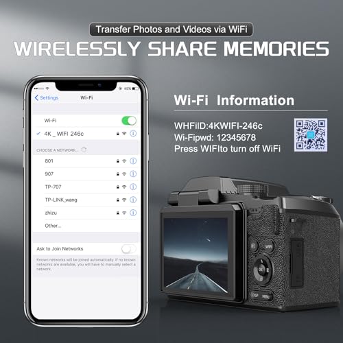 64MP Compact Digital Camera with WiFi Flash B319