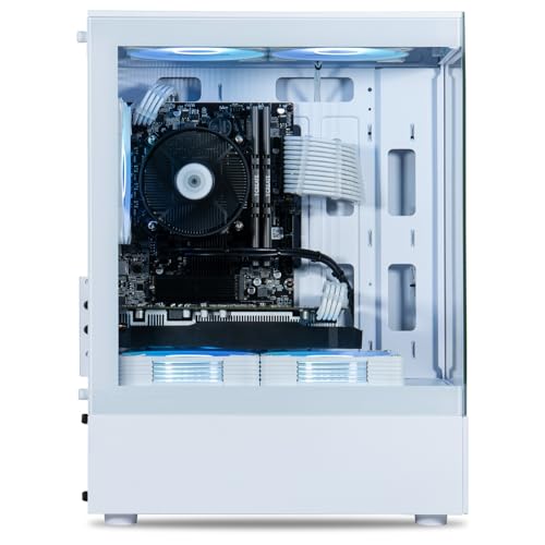 White Liquid-Cooled Gaming Desktop Computer, AMD Ryzen 7, RTX 4060 8GB, 32GB DDR4, 1TB NVMe SSD K25927