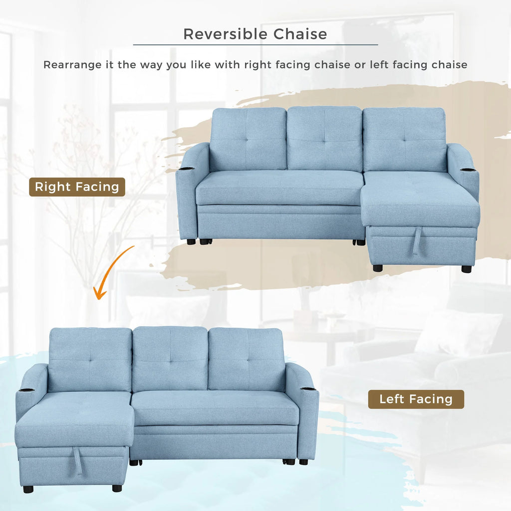 Blue Padded Pull Out Sofa Bed I888599
