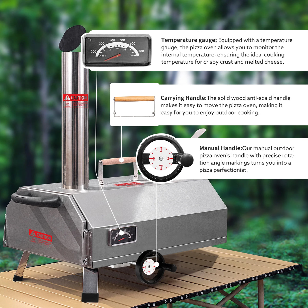 Wood Pellet Fired Pizza Oven with 10PCS Accessories Q511