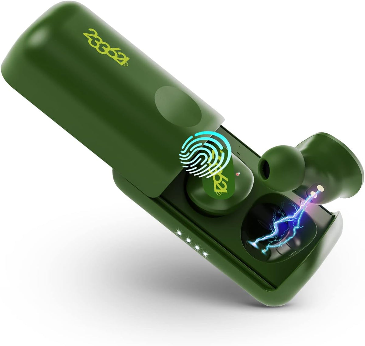 Dark Green Wireless Bluetooth Earbuds with Charging Case B7726