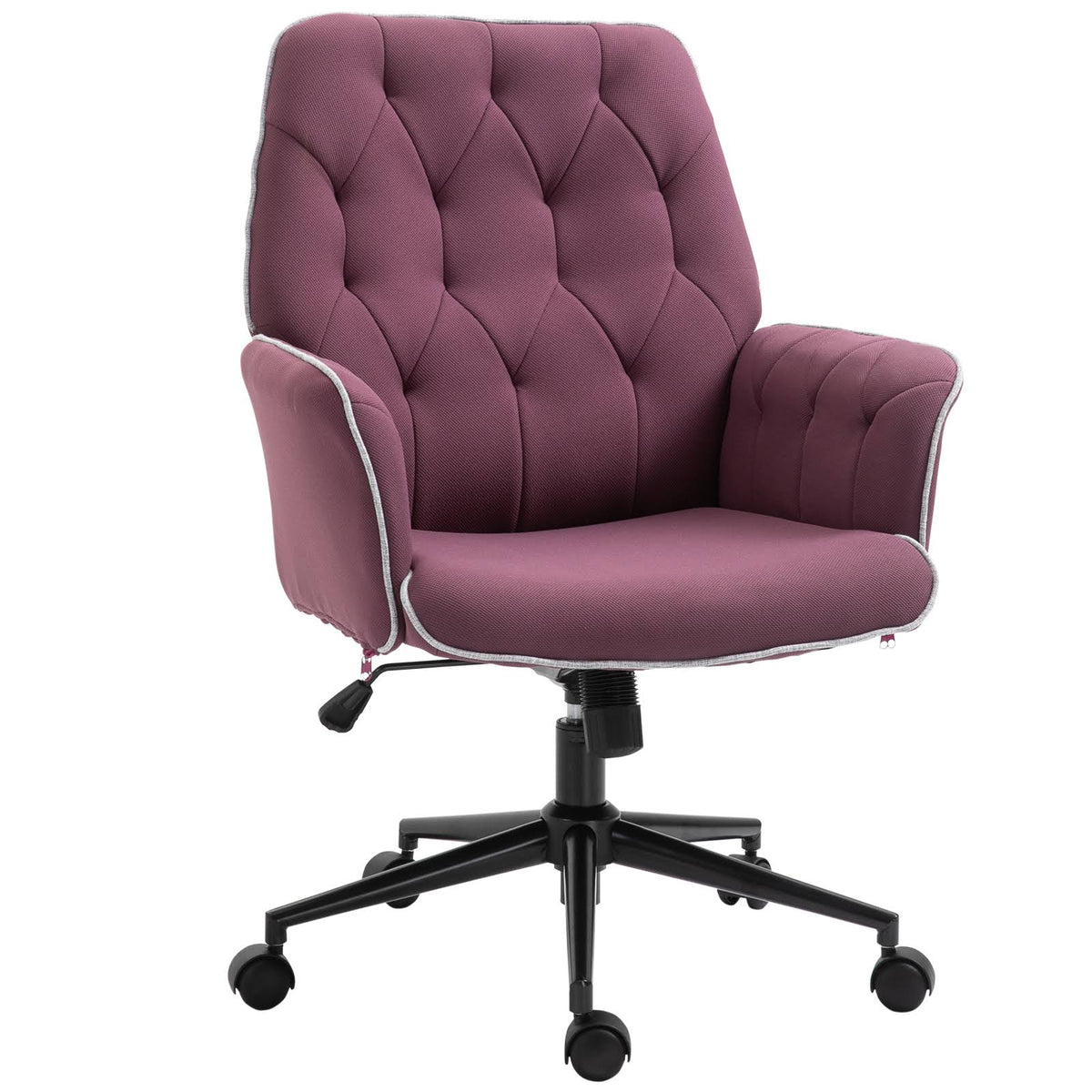 Mid-Back Tufted Linen Fabric Office Task Chair with Arms A2753