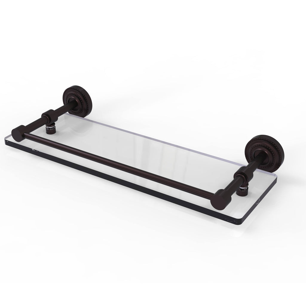 Satin Chrome Glass Shelf with Gallery Rail 16 inch F2392