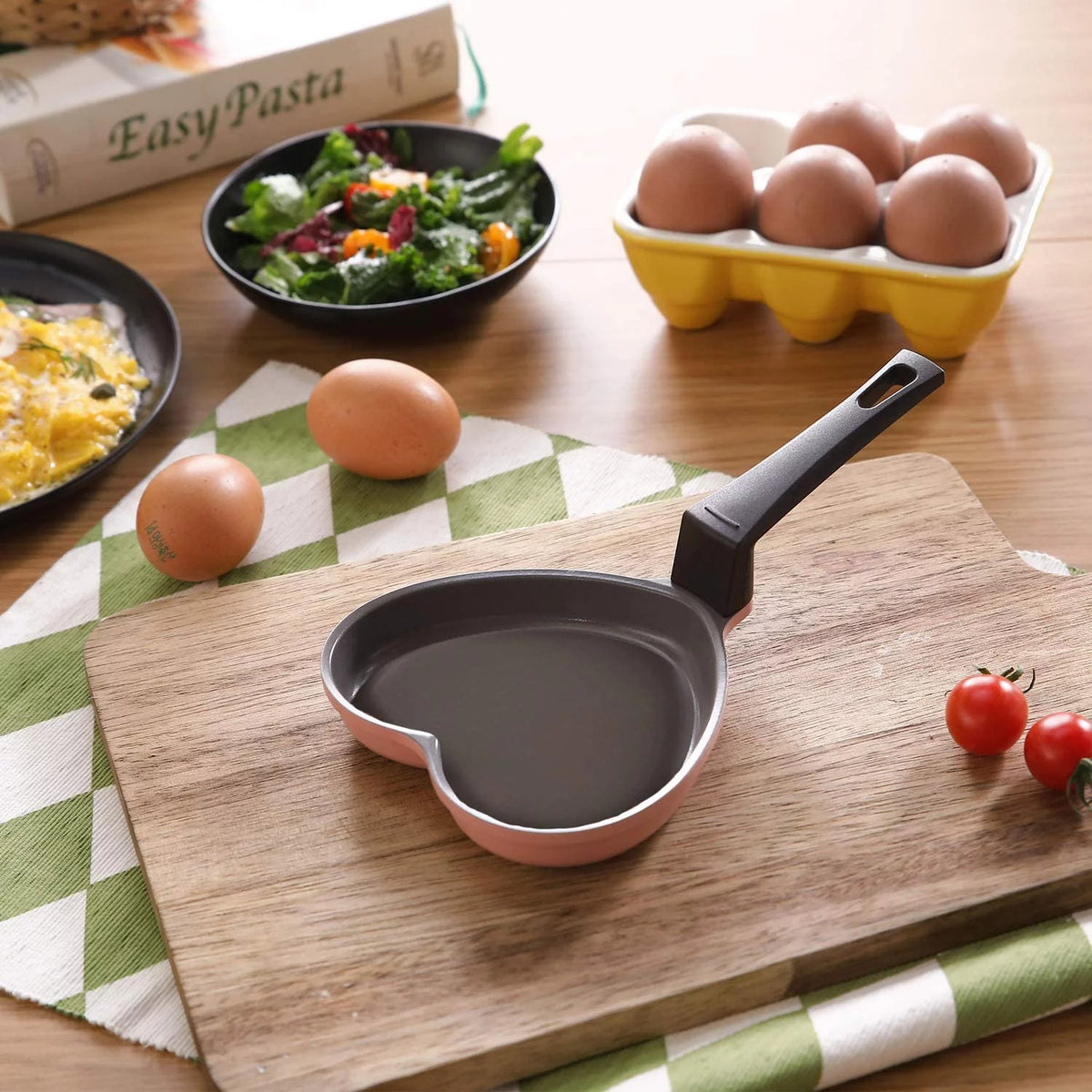 Pink & Red Ceramic Nonstick Heart-Shaped Egg Pan Set J967311