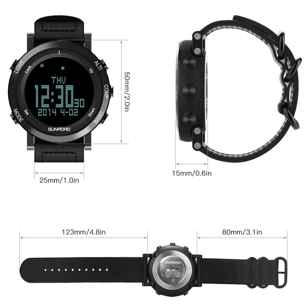 Barometer Altimeter Compass Weather Forecast Men Watch 50meters-resistant Multifunctional Outdoor Sports Watch K905594