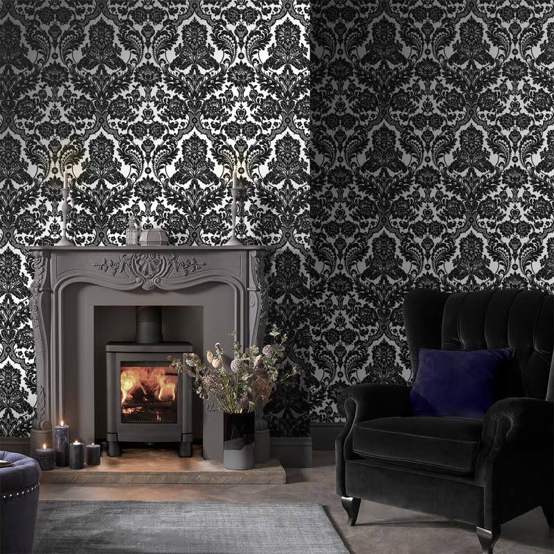 Gothic Damask Plum Wallpaper D87196