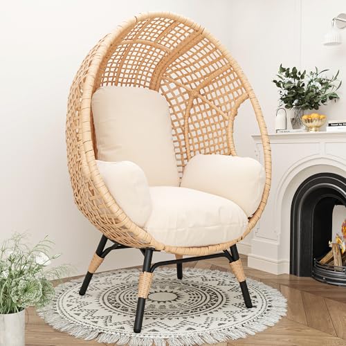 Oversized Wicker Egg Chair with Cushion 500lbs Capacity G134822