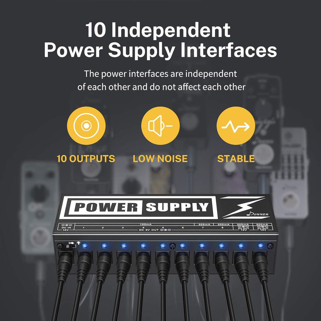 10 Isolated DC Output Guitar Pedal Power Supply G932669