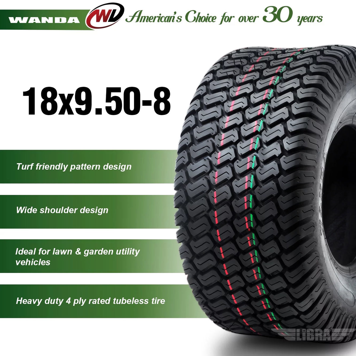 2 New 18x9.50-8 Turf Tires W452019