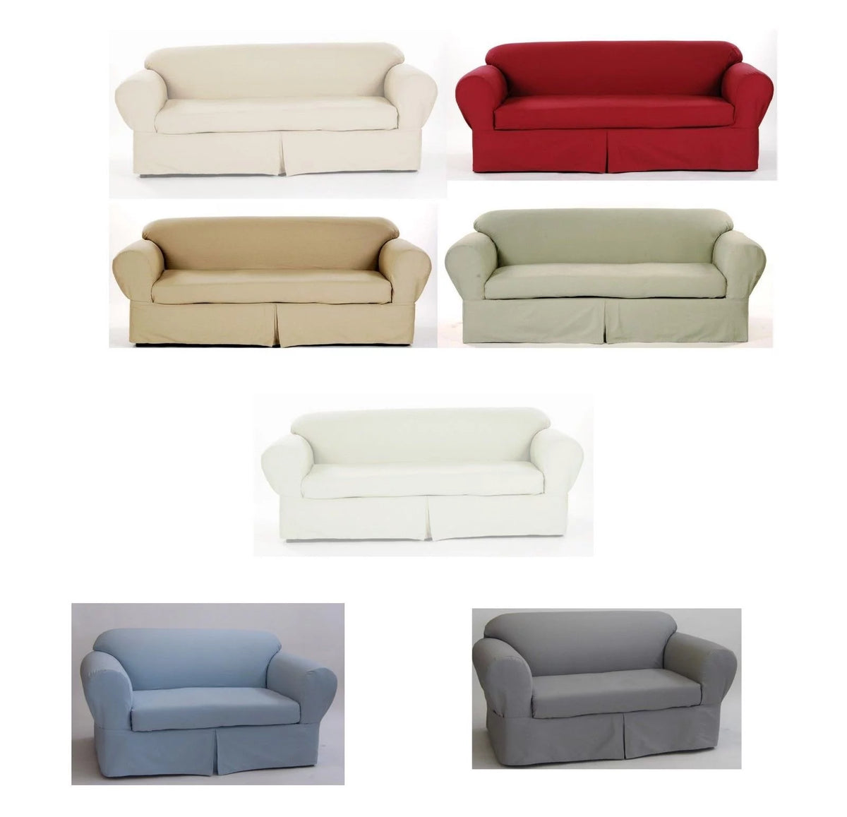 Cotton Twill 2-piece Couch Sofa Slipcover Y16062