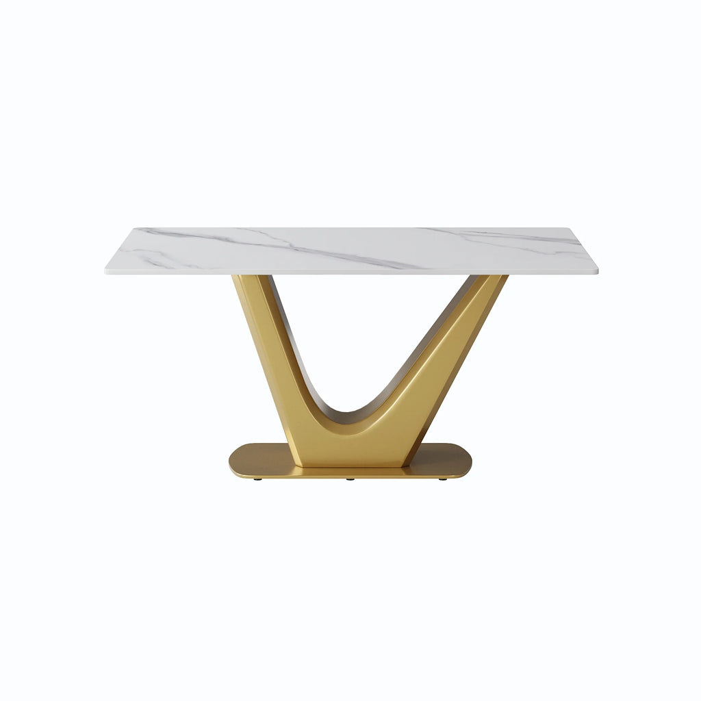 Dining Table with Golden V-Shaped Legs E707761