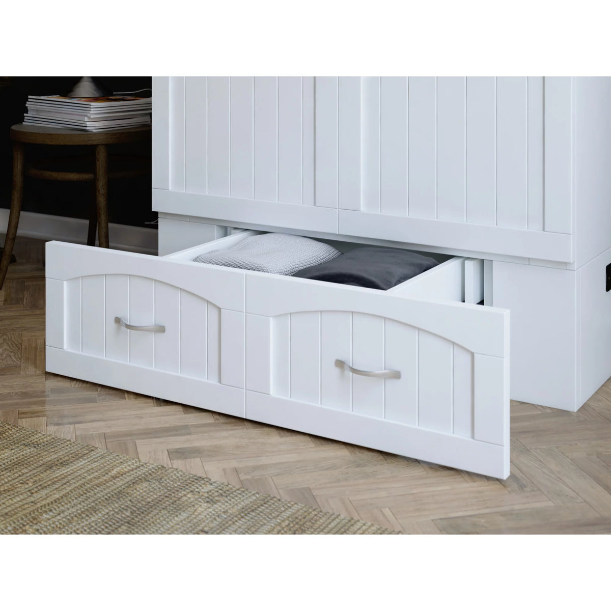 White Murphy Bed Chest with Charging Station Y2454