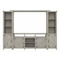 65W Farmhouse Entertainment Center with Shelves Cottage White R74437
