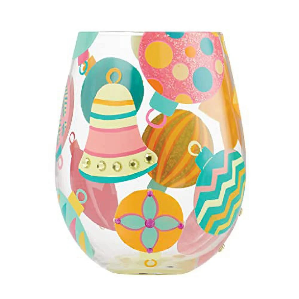 Hand Painted Stemless Wine Glass G755