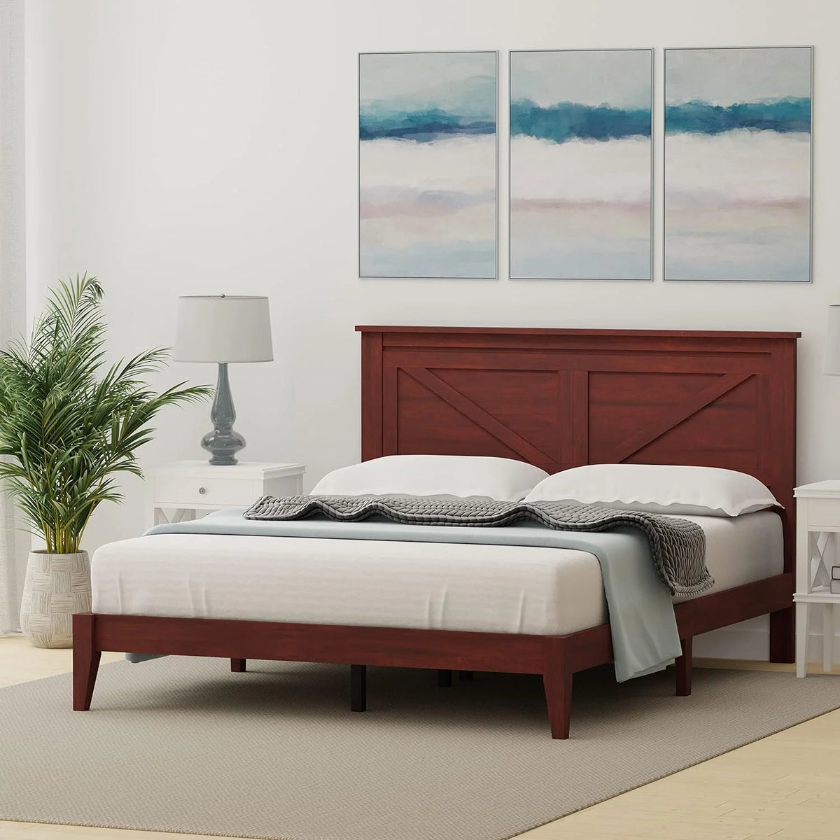 Solid Wood Platform Bed Queen Z645