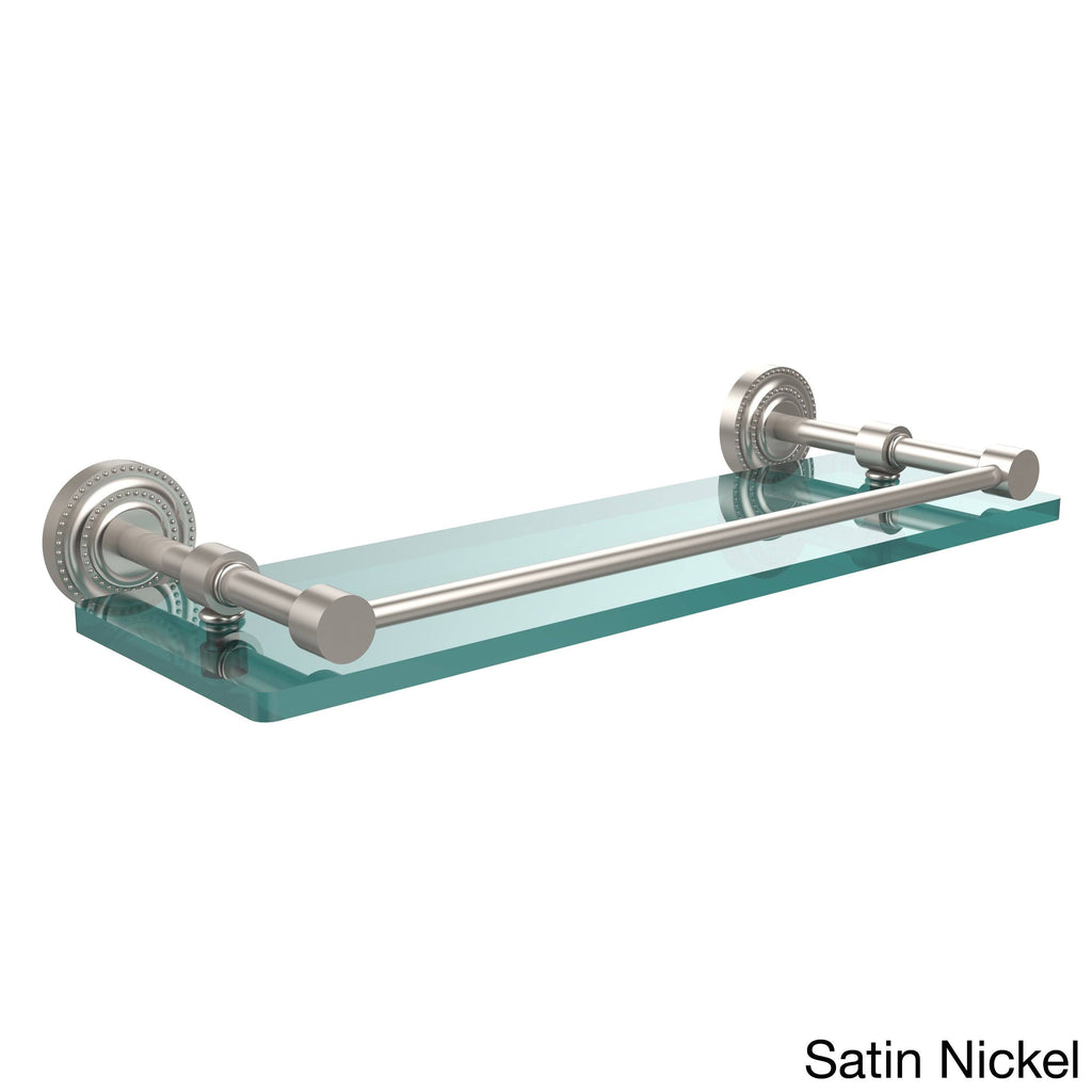 Satin Chrome Glass Shelf with Gallery Rail 16 inch F2392