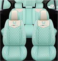Light Green Leather Car Seat Covers 5 Seats Full Set G879714
