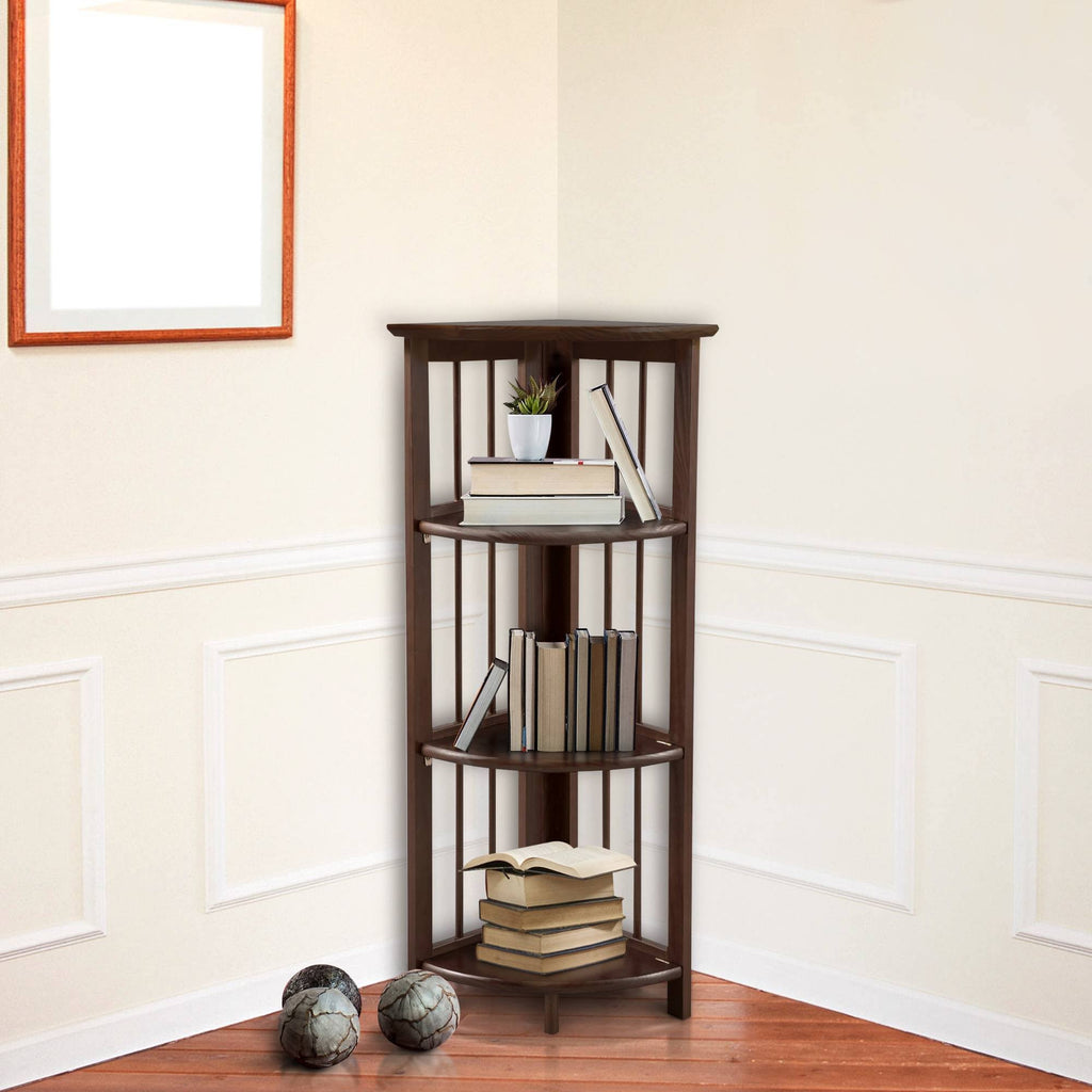 4 Shelf Corner Folding Bookcase Truffle Brown A90425
