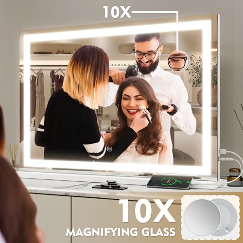 White Lighted Vanity Mirror with Lights 22" x 19" V2586